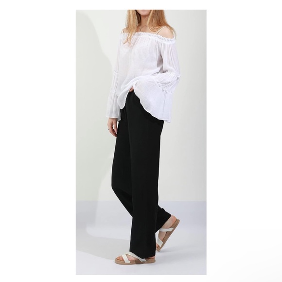Drawstring Linen Palazzo Pants - Picture 5 of 5